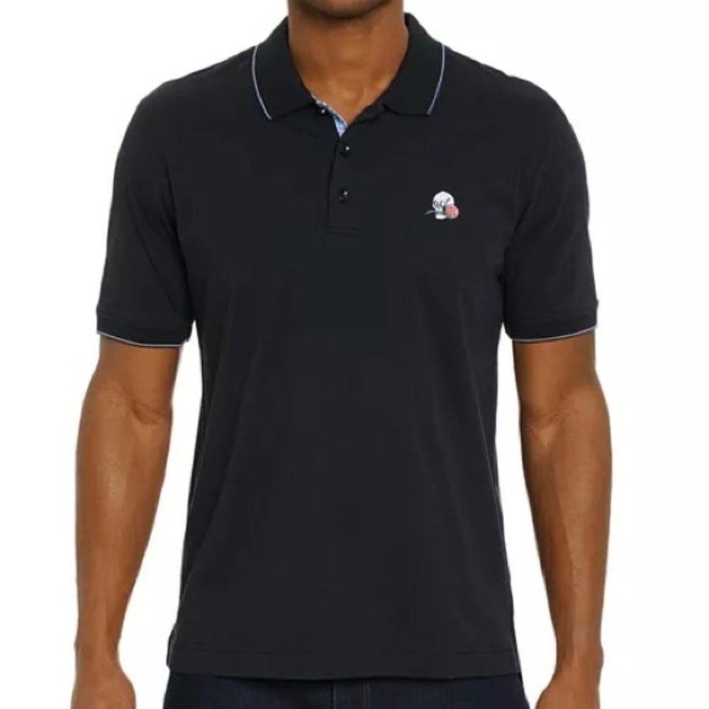 NEW Robert Graham Rossi Polo Shirt Sz L Short Sleeve Embroidered Skull Logo